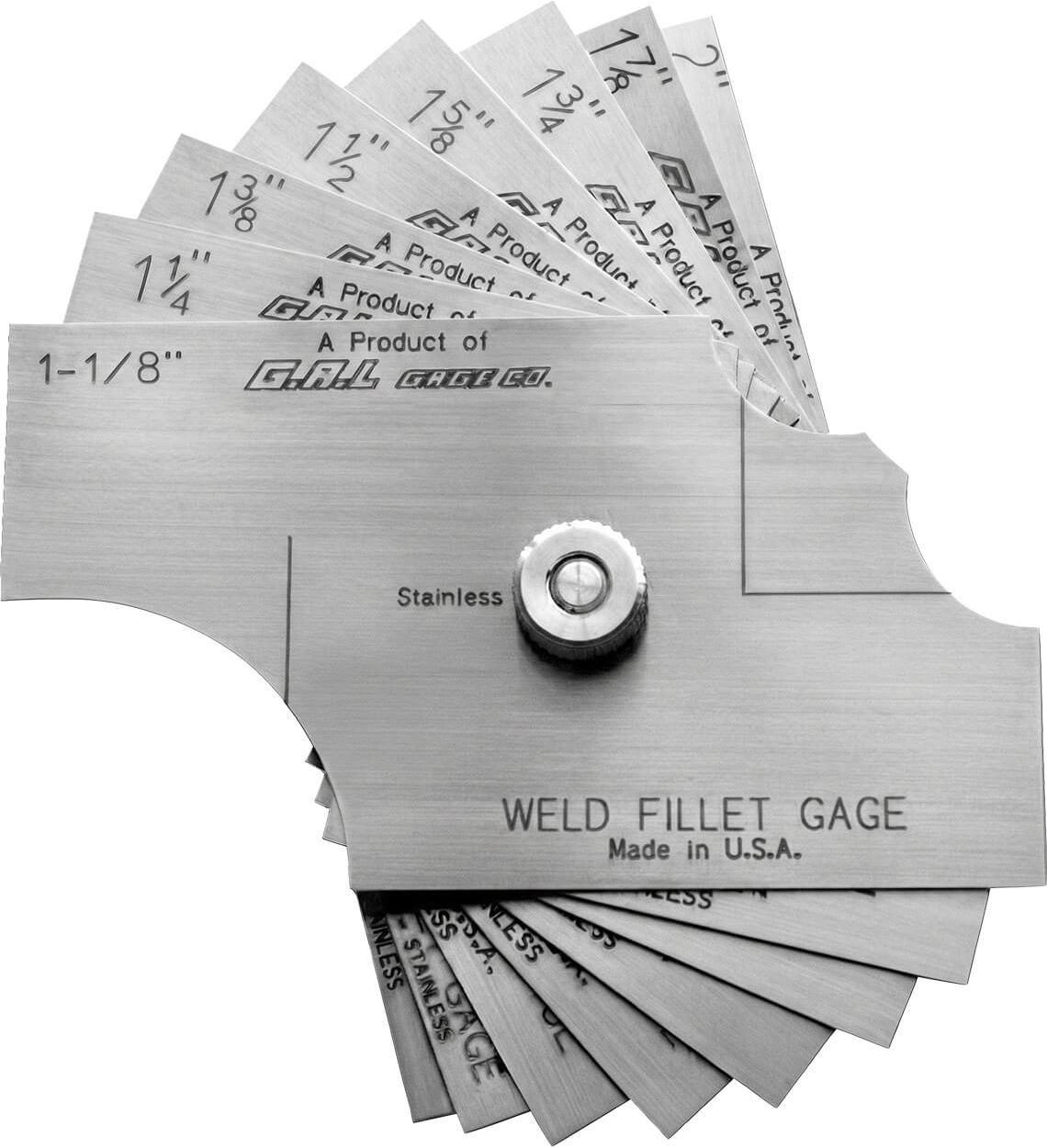 G.A.L. Gage Co. Cat # 81 8-Piece Fillet Weld Gauge Set (1-1/8in to 2in) GAL-81, Inch