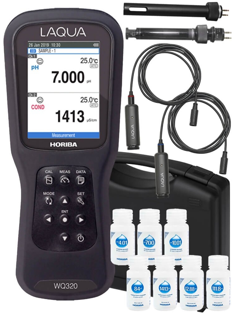 Horiba LAQUA WQ-320PC-K Handheld pH / ORP / Conductivity / Salinity / Resistivity / TDS / Ion / Dissolved Oxygen / Temperature Meter #5700043029