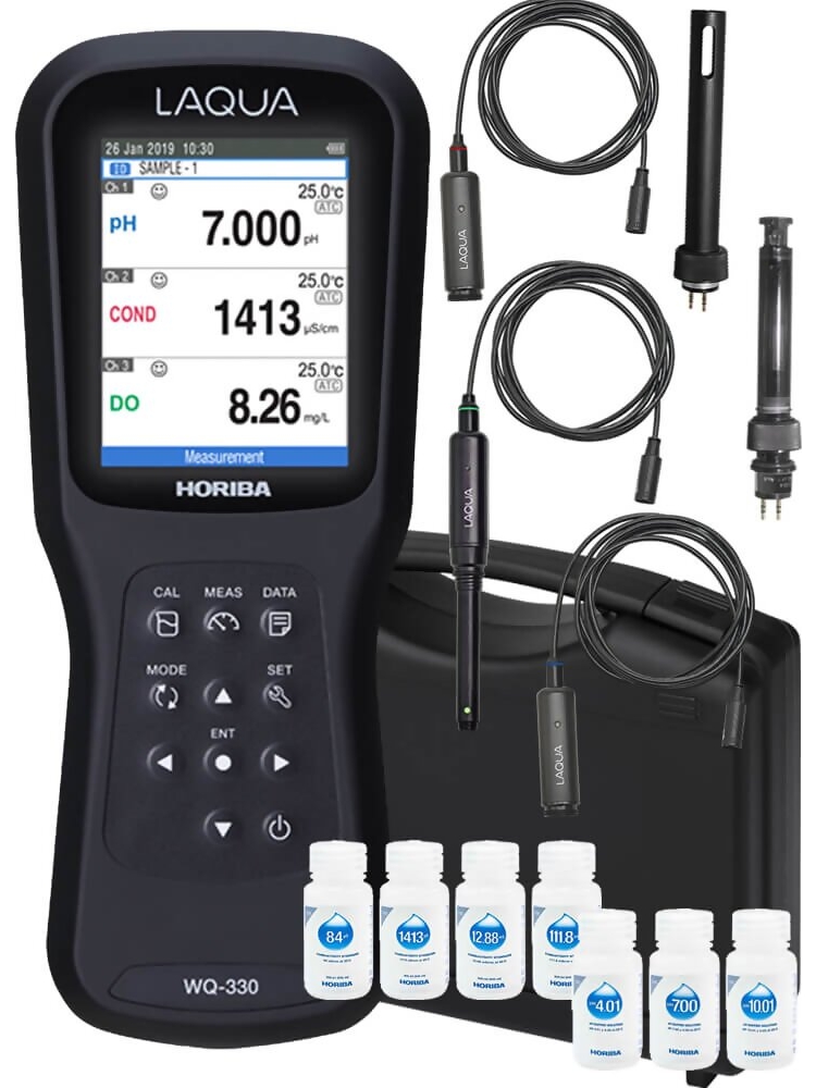 Horiba LAQUA WQ-330PCD-K Handheld pH / ORP / Conductivity / Salinity / Resistivity / TDS / Ion / Dissolved Oxygen / Temperature Meter #5700043031